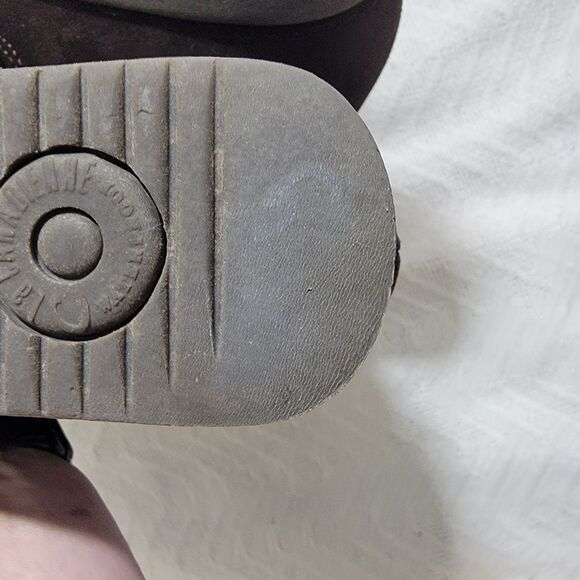 LA CANADIENNE Waterproof Suede Ankle Bootie Square Toe Low Wedge Brown Size 10 - Picture 15 of 16